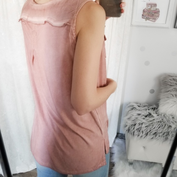 Fall Henley Tank Mineral Wash Pocket Top Breathable Summer Tanks Size S - Picture 7 of 8